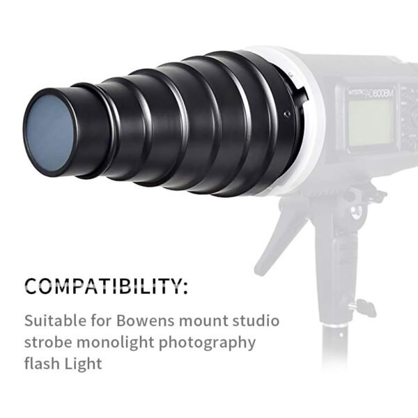 Kit cónico de aleación de aluminio para Bowens Mount Strobe Flash Speedlite Fotografía, rejilla de panal y 5 filtros de color - Image 2