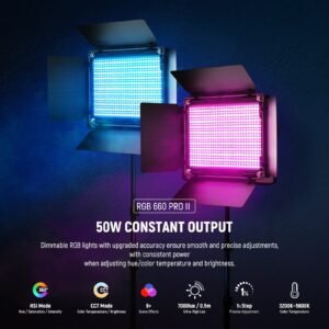 NEEWER Luz LED RGB 660 PRO II de video, 50 W（Incluye soporte para lámpara）