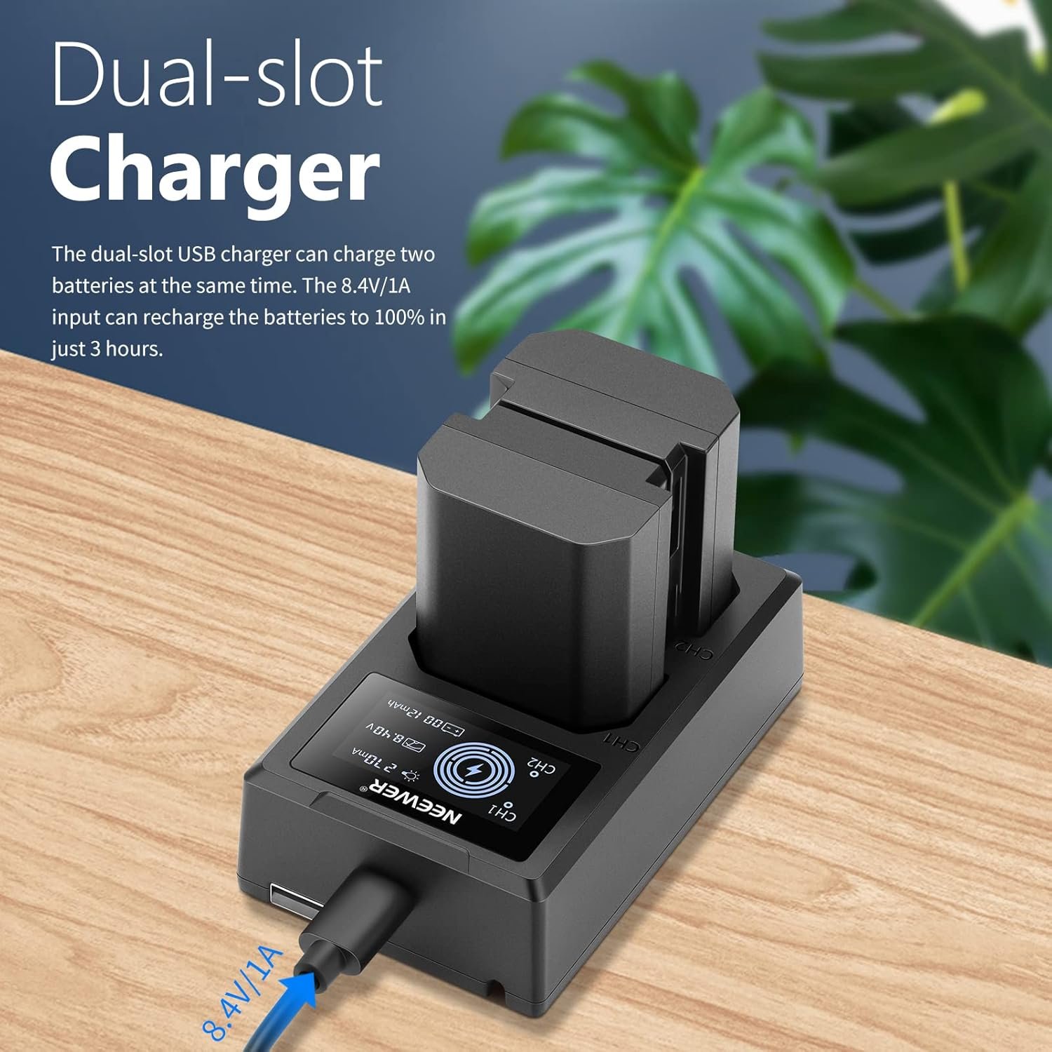 NEEWER Batería de repuesto NP-FZ100 de 2280 mAh con kit de cargador USB de doble canal - Image 7