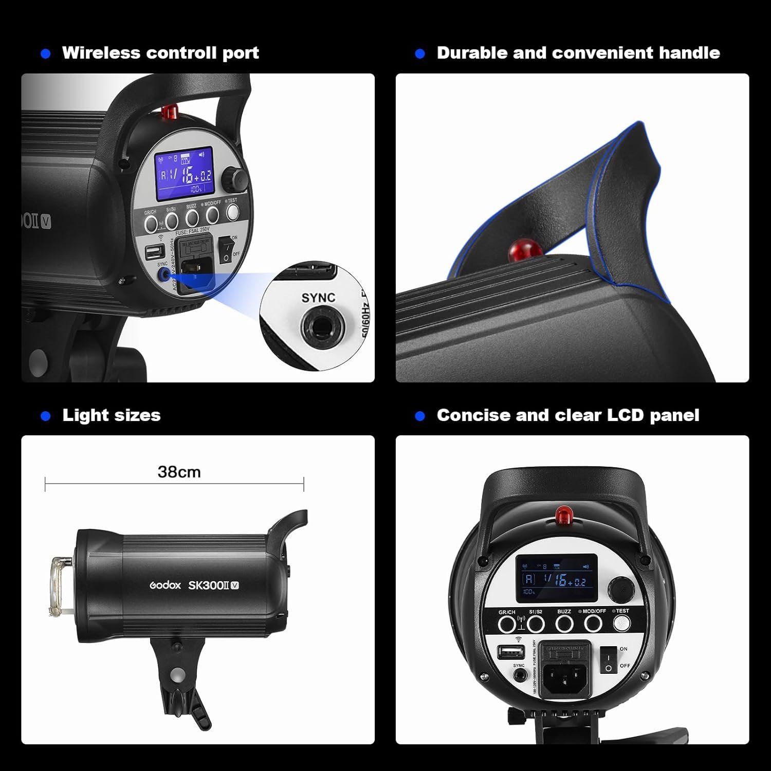 Godox SK300IIV Flash estroboscópico de estudio fotográfico, 300 Ws GN58 5700K Bowens - Image 6