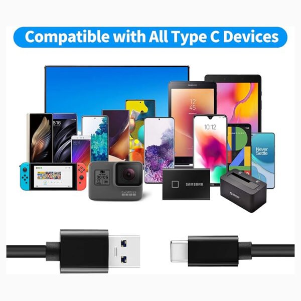 Cable de datos USB C de 1 m de transferencia de 10 Gbps, cable USB C 3.2 Gen 2 a USB - Image 3
