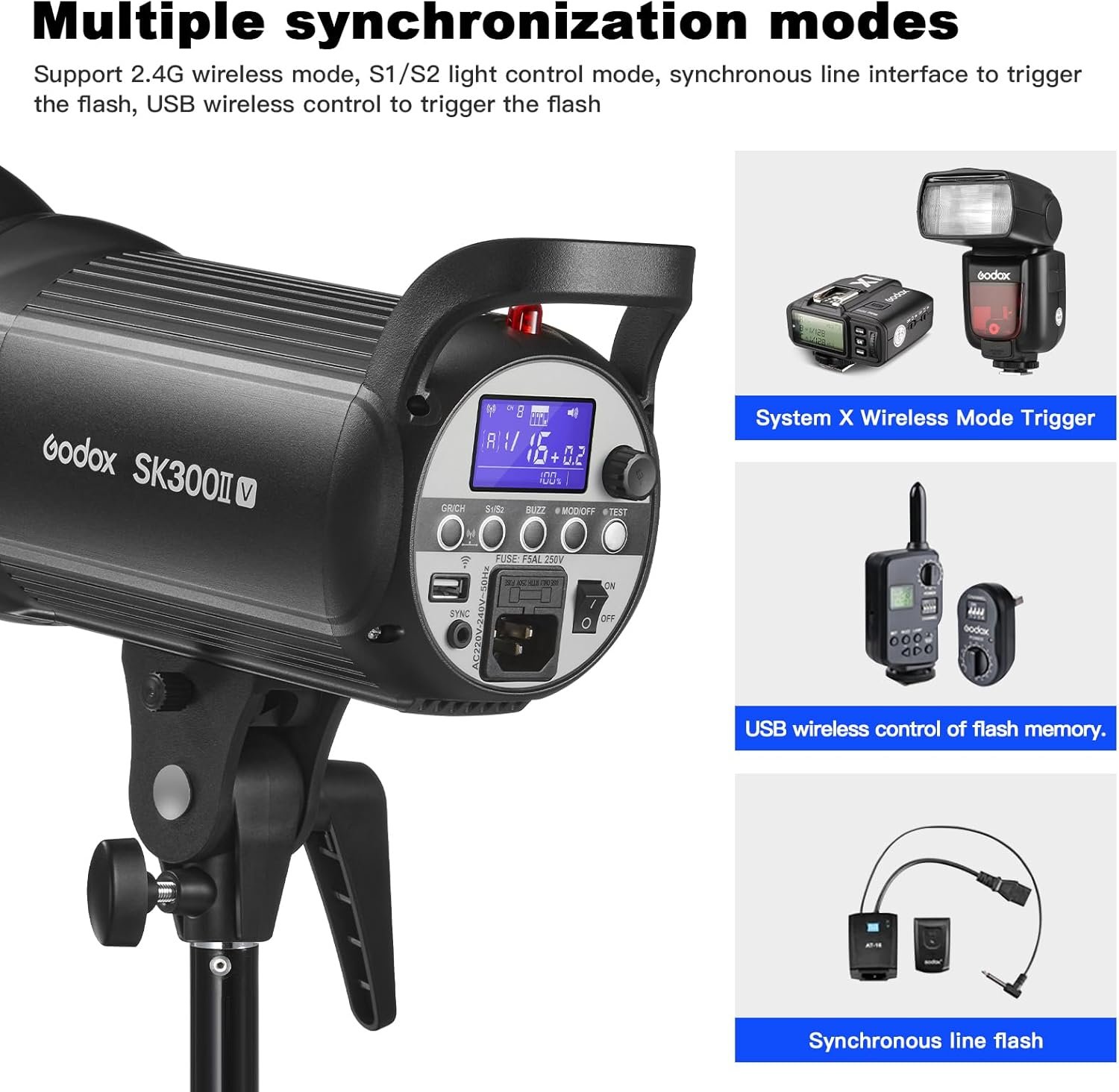 Godox SK300IIV Flash estroboscópico de estudio fotográfico, 300 Ws GN58 5700K Bowens - Image 4