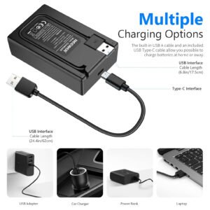 NEEWER Batería de repuesto NP-FZ100 de 2280 mAh con kit de cargador USB de doble canal