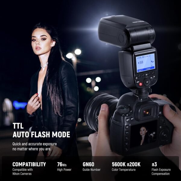 NEEWER NW700-N TTL Flash Speedlite compatible con cámaras Nikon DSLR, 1/8000s de sincronización de alta velocidad Speelight, salida 1/1-1/256 - Image 2