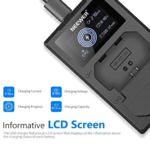NEEWER Batería de repuesto NP-FZ100 de 2280 mAh con kit de cargador USB de doble canal