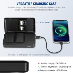 NEEWER Batería de repuesto NP-FZ100 de 2280 mAh con kit de cargador USB de doble canal