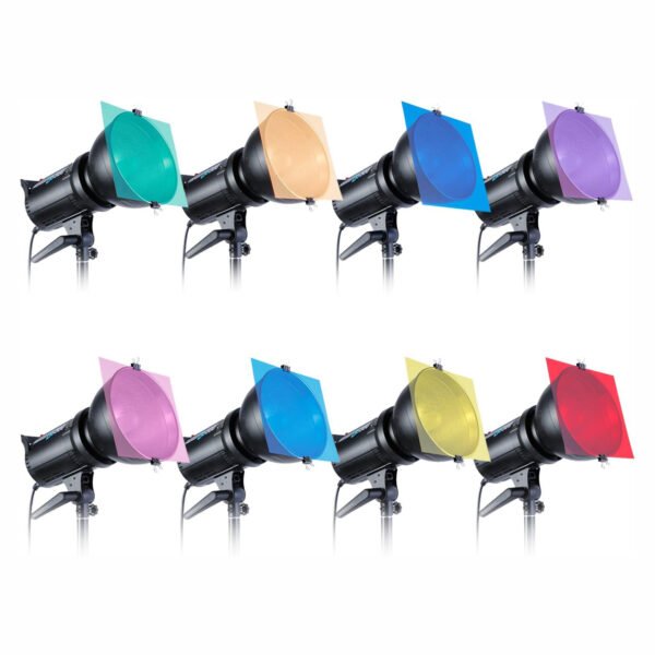 LED LUZ 30 x 30cm/12 pulgadas, 8 paquetes de filtros de gel de iluminación con corrección, 8 colores