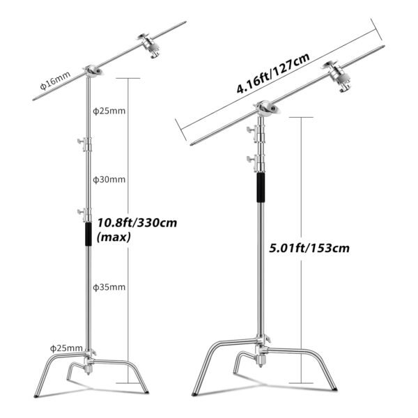 Soporte C con brazo de pluma, soporte de luz para fotografía, 3.3 m, 10 kg de carga - Image 2