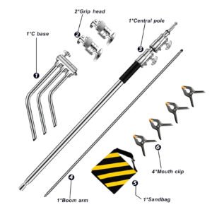 Soporte C con brazo de pluma, soporte de luz para fotografía, 3.3 m, 10 kg de carga