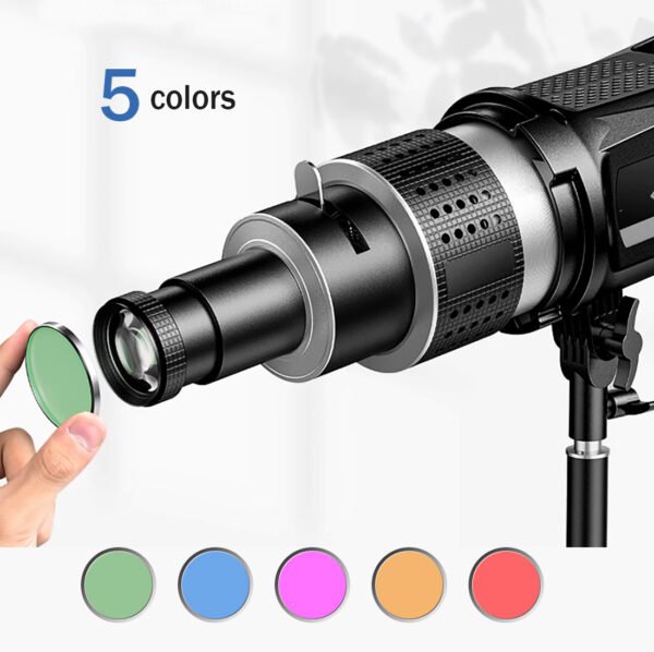 MM06 Kit óptico de montaje para proyector Snoot Bowens con 5 colores de Gobos y 35 inserciones gráficas - Image 6