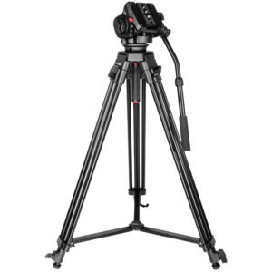 KINGJOY VT-2100 L+VT-3530 Trípode de video para cámara con cabezal fluido de 360 grados, 2 M.soporte de carga 15kg.