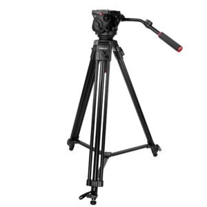 KINGJOY VT-2100 L+VT-3530 Trípode de video para cámara con cabezal fluido de 360 grados, 2 M.soporte de carga 15kg.