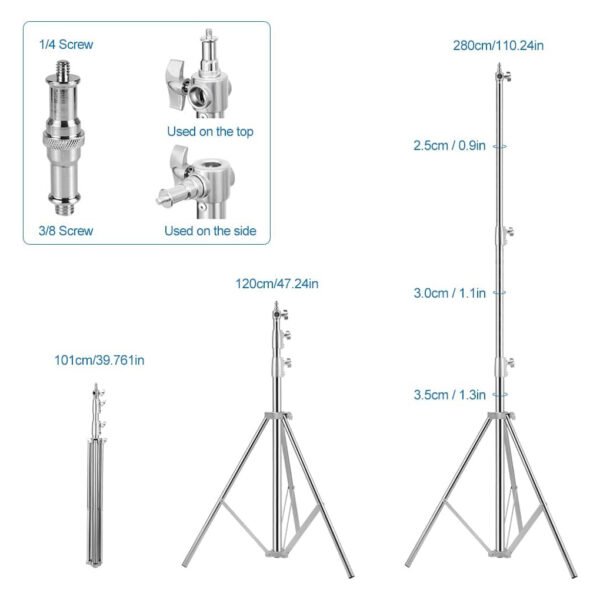Fotografía con soporte de luz resistente: acero inoxidable - 2,84 m - Image 3