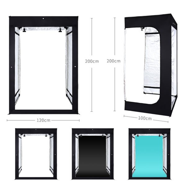Caja de luz de 200cm para estudio fotográfico,con 8 luces LED y 3 fondos de colores - Image 2