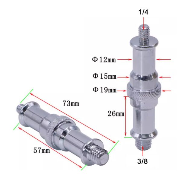Convertidor, 1/4" macho a 3/8" macho, Acero inoxidable - Image 2
