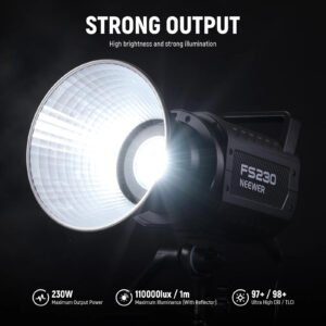 NEEWER Luz de video LED FS230 2.4G/APP Control, 230 W bicolor COB Bowens, 110000lux/m, 5600K