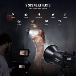 NEEWER Luz de video LED FS230 2.4G/APP Control, 230 W bicolor COB Bowens, 110000lux/m, 5600K