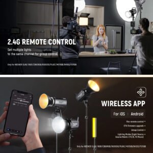 NEEWER Luz de video LED FS230 2.4G/APP Control, 230 W bicolor COB Bowens, 110000lux/m, 5600K