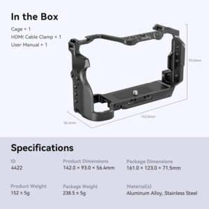 SmallRig Kit 4422 de jaula para Sony A7C II / A7CR con abrazadera de cable para HDMI