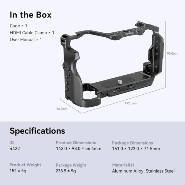 SmallRig Kit 4422 de jaula para Sony A7C II / A7CR con abrazadera de cable para HDMI - Image 7