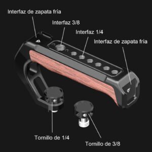 Mango superior de madera con pasador de 3/8"-16 para ARRI/SMALLRIG