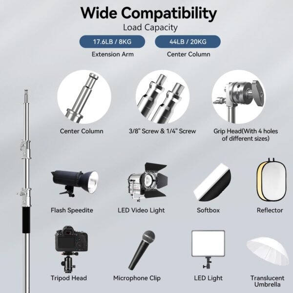 Kit de Soporte C de luz de acero inoxidable de fondo de soporte de trípode de alta resistencia, soporte de fondo ajustable de 3m x 3.3m - Image 4