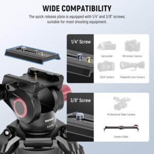 NEEWER LL38 2m Video Camera Tripod, One Step Quick Release Aluminum Heavy Duty Tripod Stand, Max Load 17.6lb