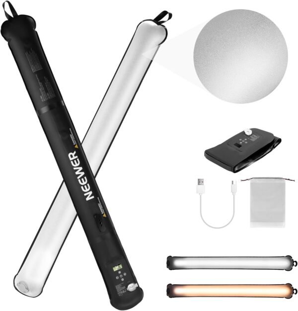 NEEWER Luz de relleno LED de mano básica de 21 W, 90cm/35.4 in, 2700-6500K, 2500mAh batería