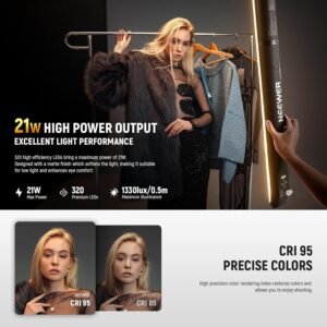 NEEWER Luz de relleno LED de mano básica de 21 W, 90cm/35.4 in, 2700-6500K, 2500mAh batería