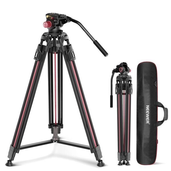 NEEWER LL38 2m Video Camera Tripod, One Step Quick Release Aluminum Heavy Duty Tripod Stand, Max Load 17.6lb
