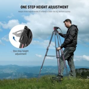 NEEWER LL38 2m Video Camera Tripod, One Step Quick Release Aluminum Heavy Duty Tripod Stand, Max Load 17.6lb
