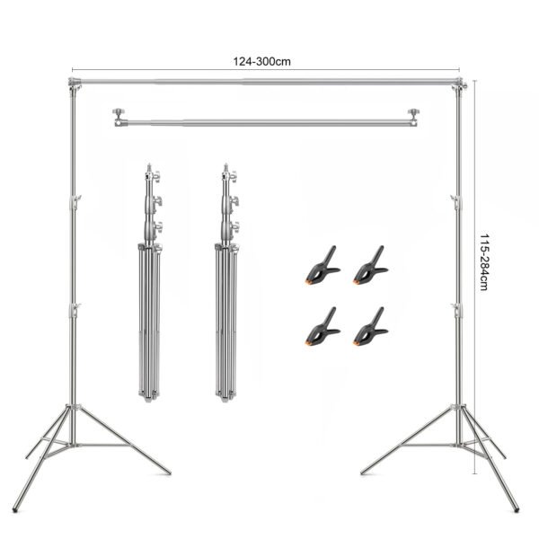Kit de Soporte de luz de acero inoxidable de fondo de soporte de trípode de alta resistencia, soporte de fondo ajustable de 3m x 2.8m