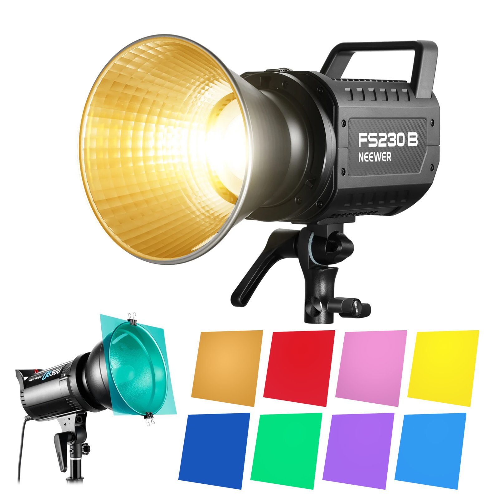 NEEWER Luz de video LED FS230B 2.4G/APP Control, 230 W bicolor COB Bowens, 110000lux/m, 6500K