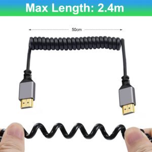 Cable HDMI a HDMI en espiral de 4K de 50~240cm,  4K @60Hz, 2K @120Hz