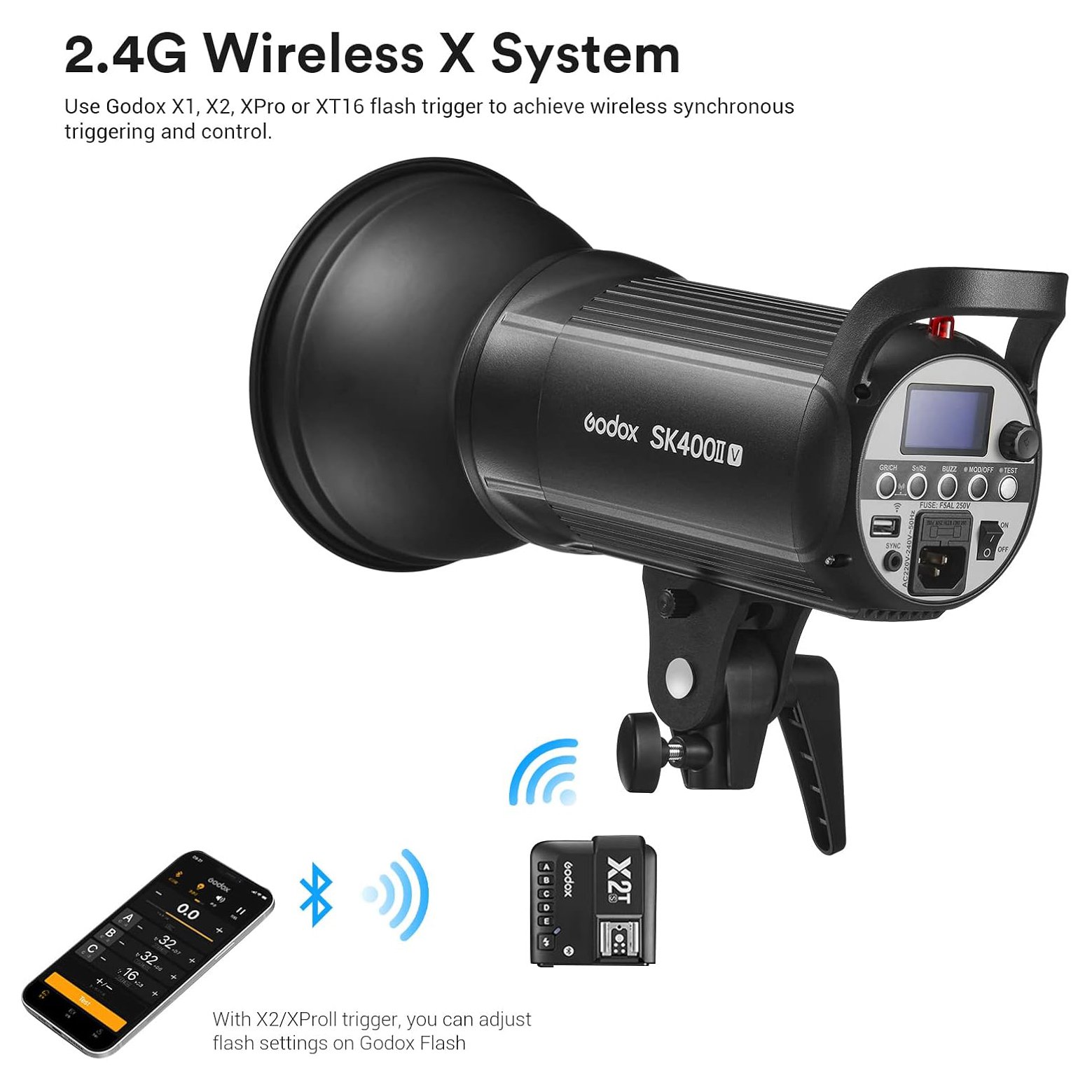 Godox SK400II-V Studio Strobe, sistema inalámbrico X de 400 W 2.4G - Image 3