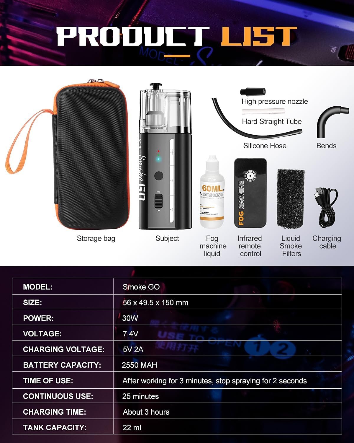 LENSGO Smoke Go Máquina de niebla portátil, con nebulizador de control remoto para fotografía - Image 7