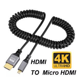 Cable HDMI a Micro HDMI en espiral de 4K de 50~240cm,  4K @60Hz, 2K @120Hz