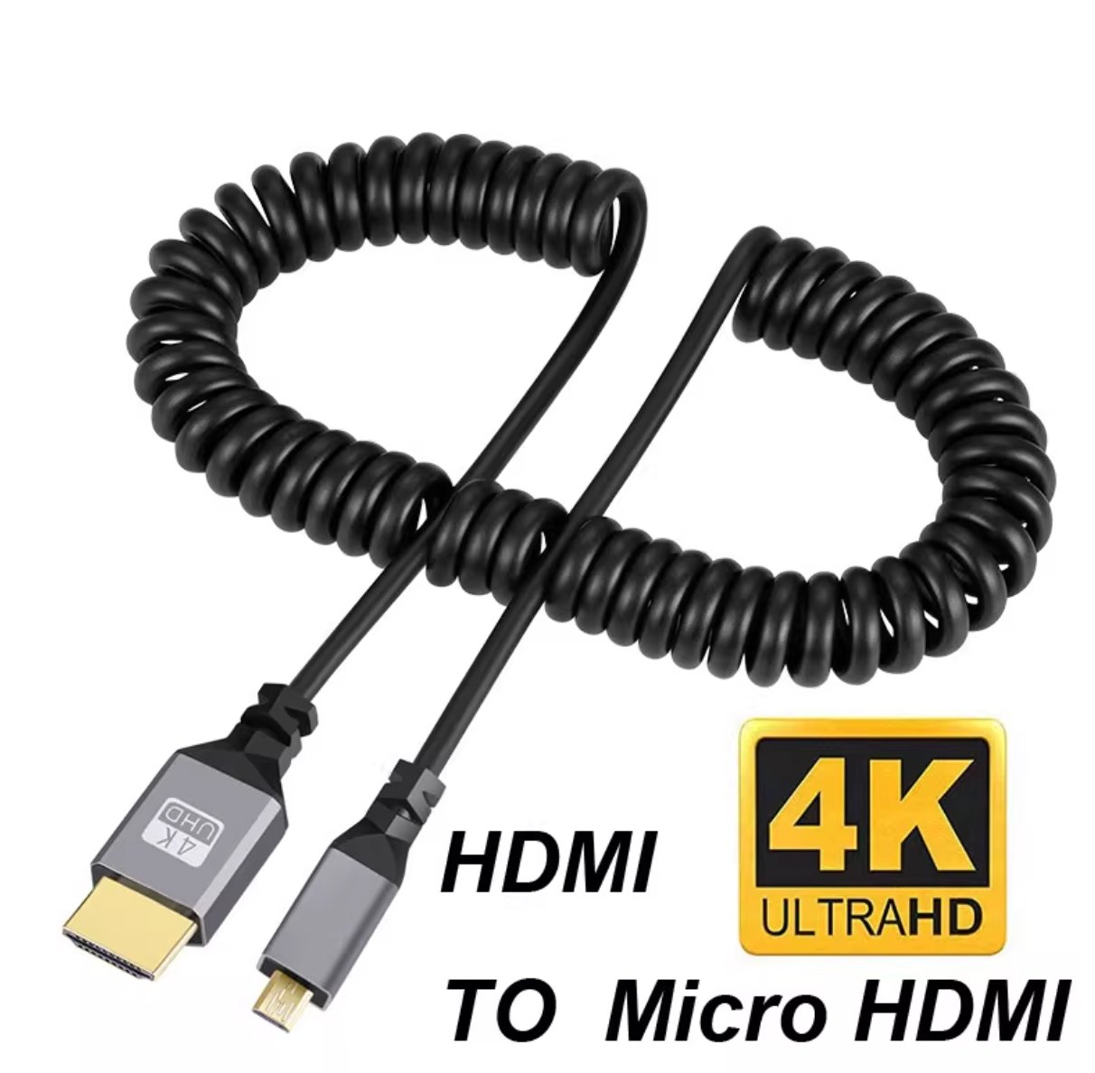 Cable HDMI a Micro HDMI en espiral de 4K de 50~240cm, 4K @60Hz, 2K @120Hz