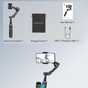AOCHUAN Smart X3 - Estabilizador de cardán de rotación de 360° , control remoto magnético, trípode abierto de un solo toque