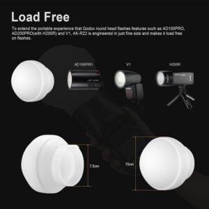 Godox AK-R22 Cúpula de difusión, para Godox V1,V1Pro,V100, AD100Pro,AD100ProII,AD200Pro