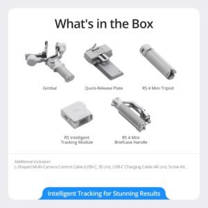 DJI RS 4 Mini Combo, estabilizador de cardán, bloqueo automático de ejes, seguimiento inteligente, carga útil de 2 kg/4.4 lbs
