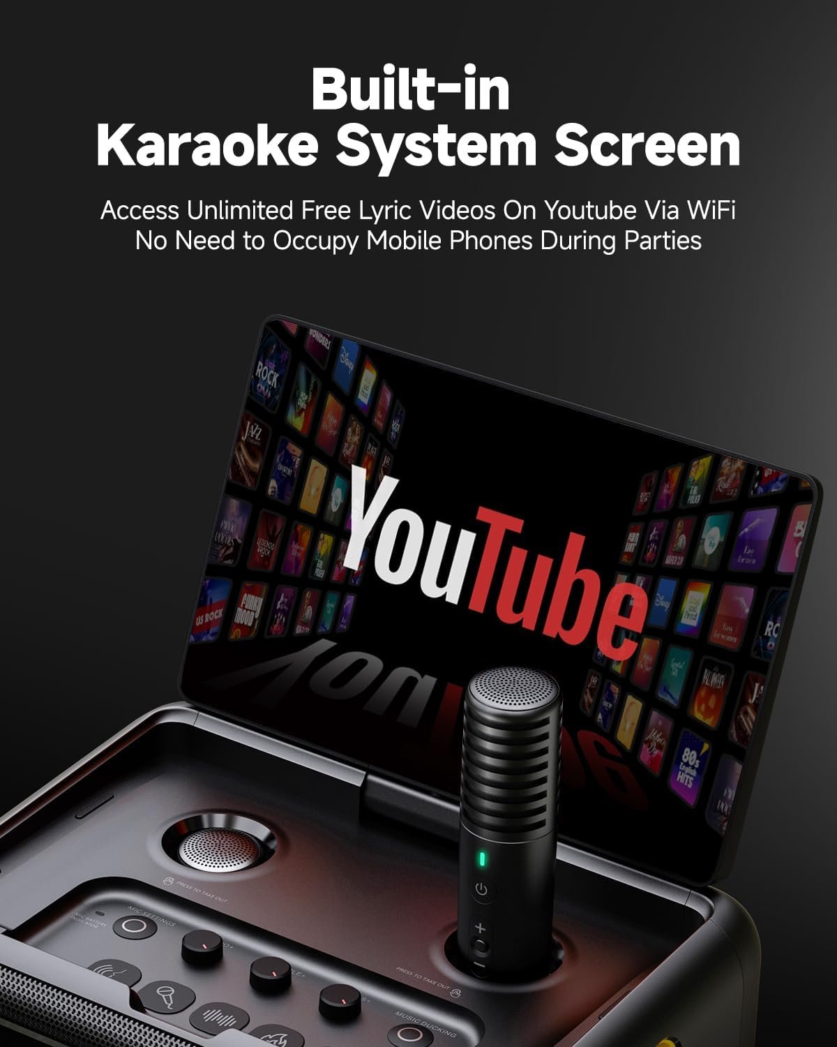Máquina de karaoke inteligente Ikarao X2 - con pantalla de letras, tableta de karaoke de 32GB, 2 micrófonos inalámbricos, 300W - Image 4