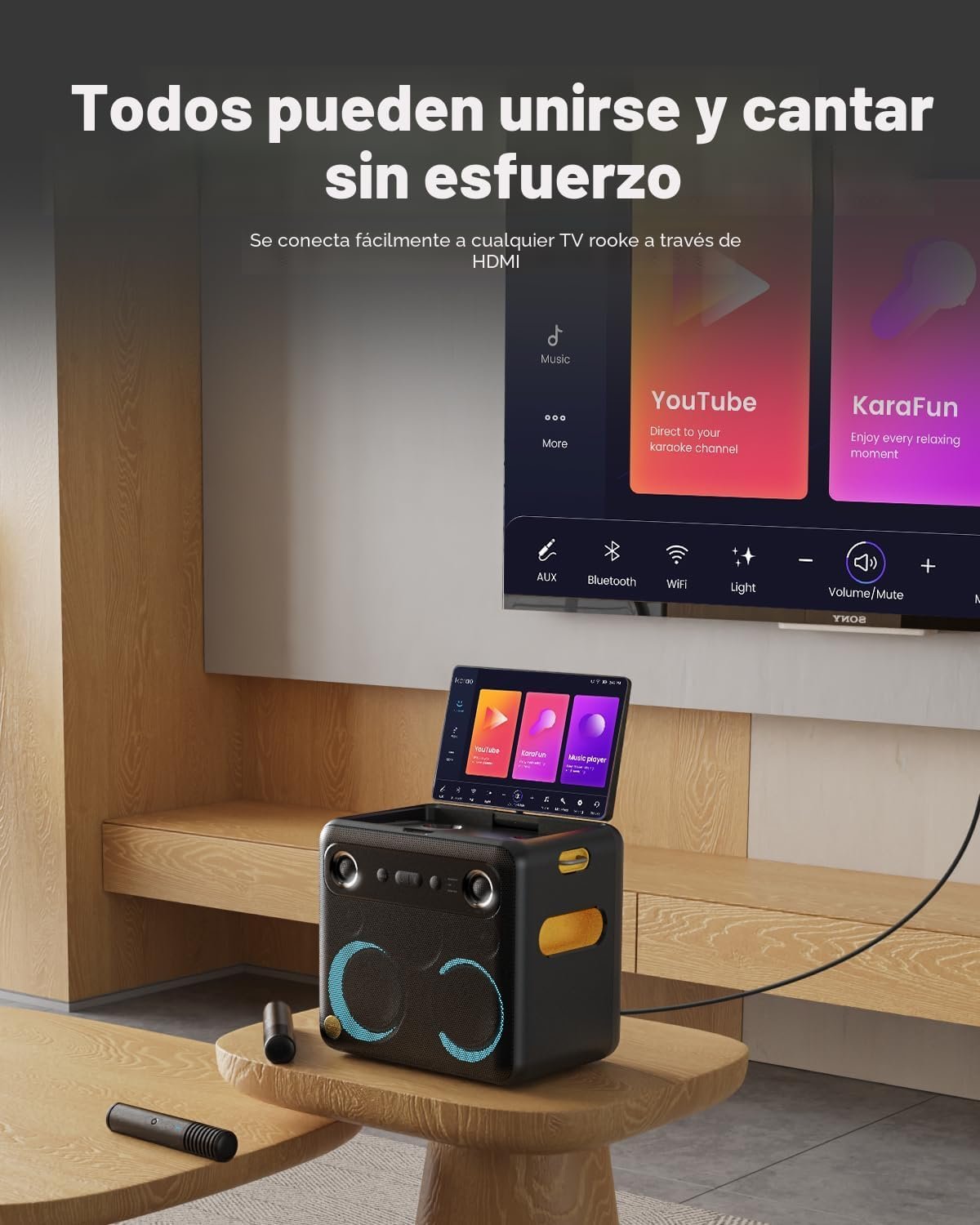 Máquina de karaoke inteligente Ikarao X2 - con pantalla de letras, tableta de karaoke de 32GB, 2 micrófonos inalámbricos, 300W - Image 5
