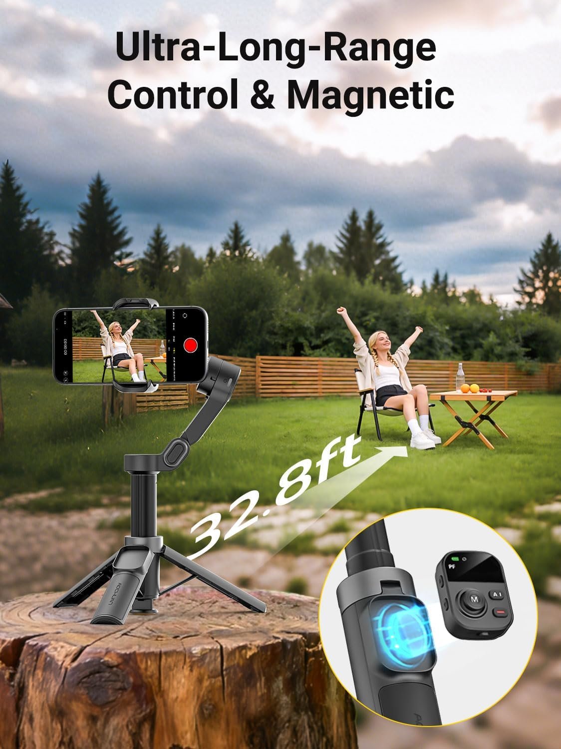 AOCHUAN Smart X3 - Estabilizador de cardán de rotación de 360° , control remoto magnético, trípode abierto de un solo toque - Image 2