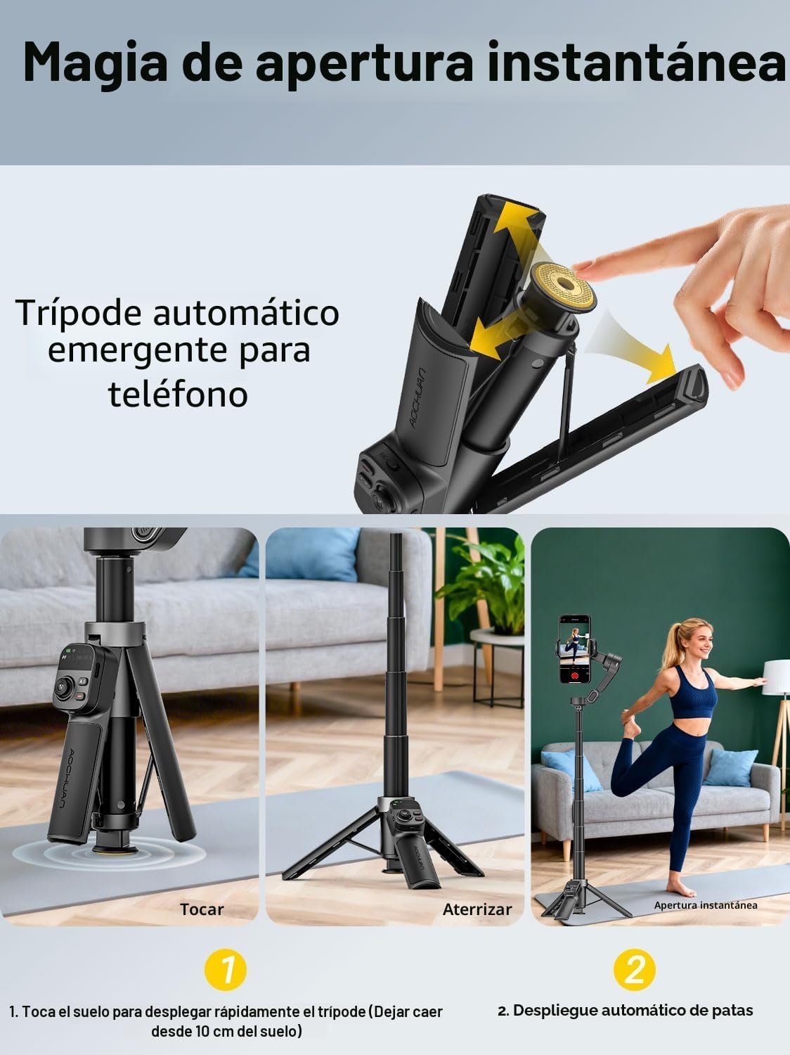 AOCHUAN Smart X3 - Estabilizador de cardán de rotación de 360° , control remoto magnético, trípode abierto de un solo toque - Image 5