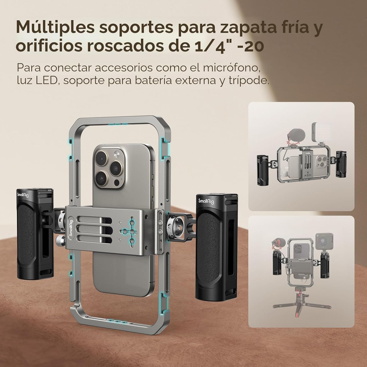 SmallRig Jaula universal para teléfono, kit de aparejo de video para teléfono inteligente con asas - Image 2