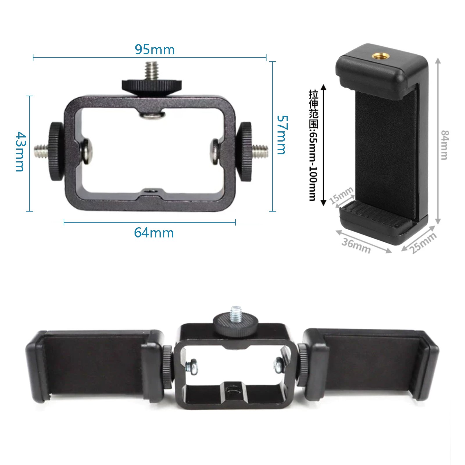Soporte Triple para Streaming en Vivo con Teléfonos Móviles, con 2 clips para teléfono - Image 2