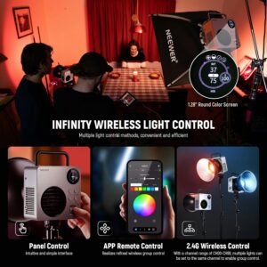 NEEWER HB80C RGB- Luz de video LED con batería integrada de 72 Wh, 80W