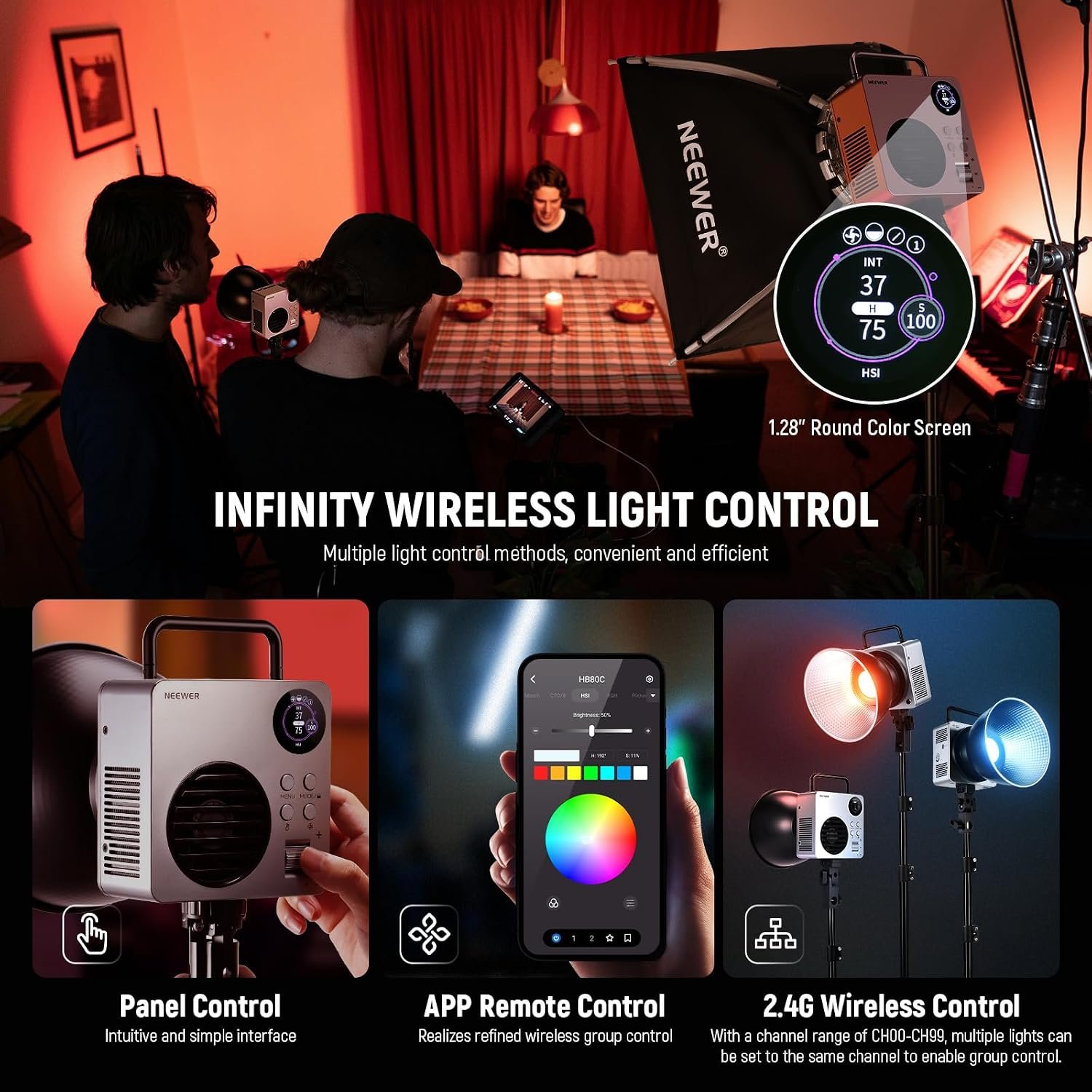 NEEWER HB80C RGB- Luz de video LED con batería integrada de 72 Wh, 80W - Image 4